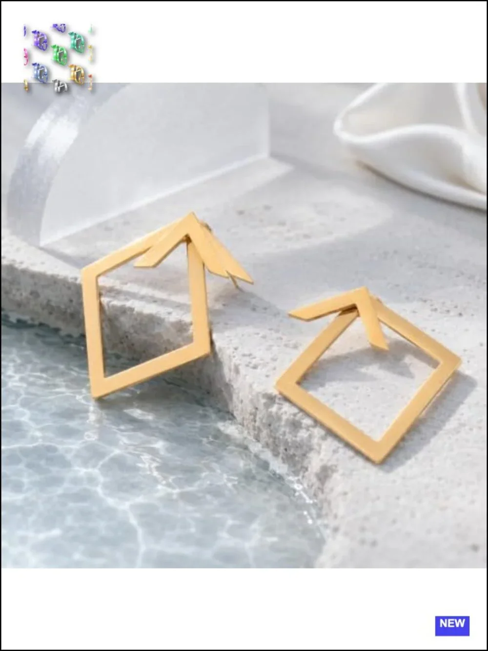 Geometric Square Drop Earrings Minimalist Hollow Statement Stud Jewelry Women